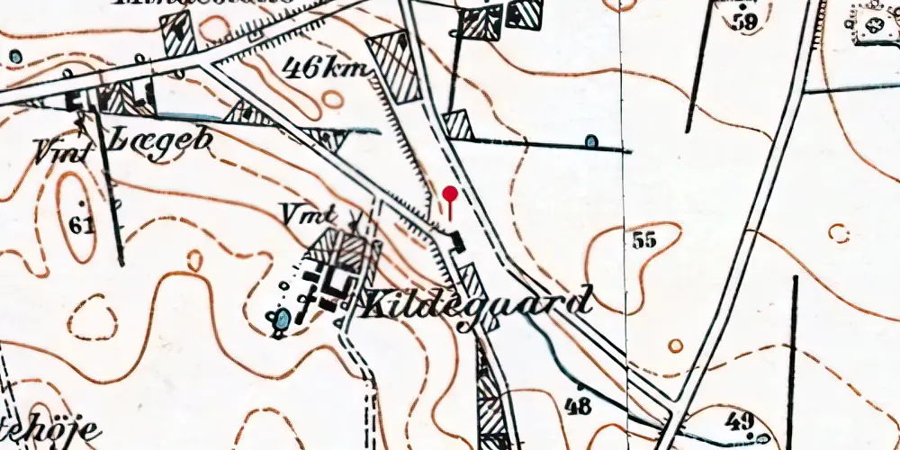 Historisk kort over Kirke Såby Station