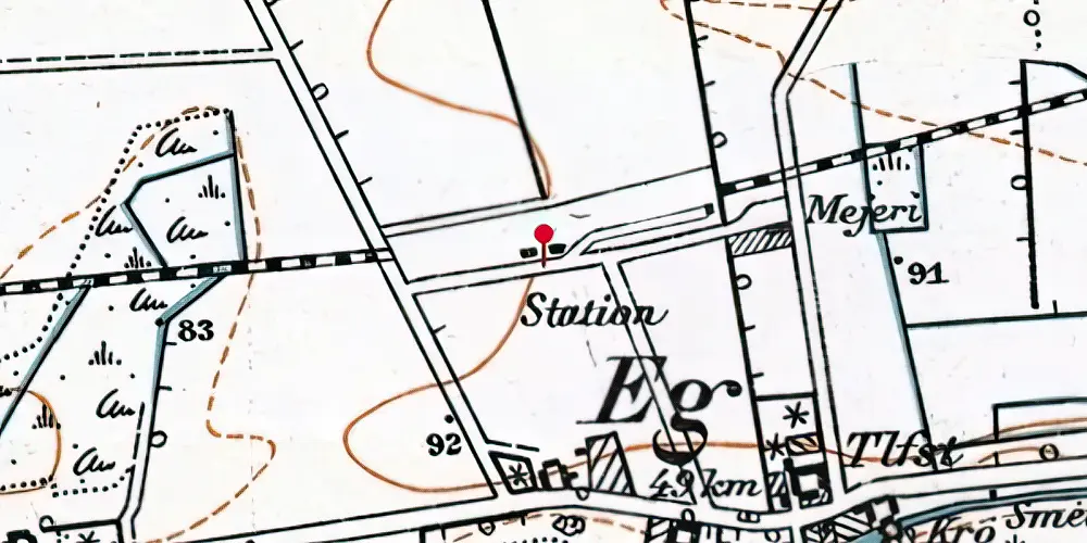 Historisk kort over Eg Station