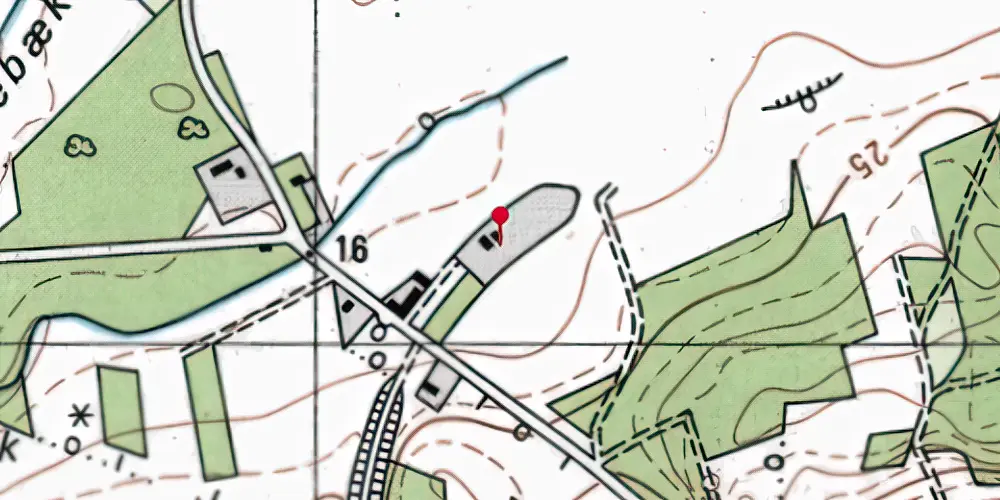 Historisk kort over Gravlev Trinbræt med Sidespor