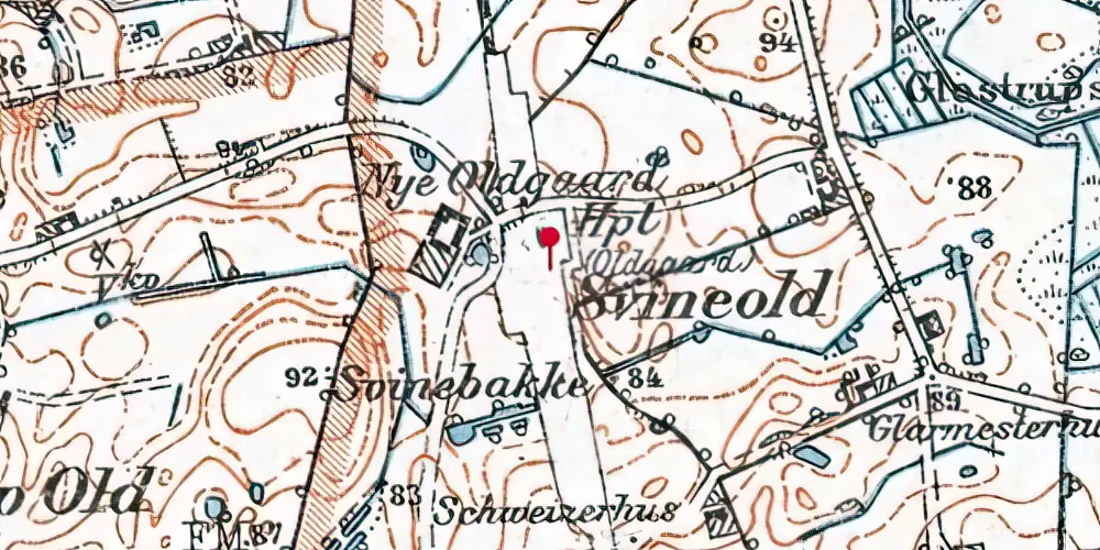 Historisk kort over Oldgård Billetsalgssted