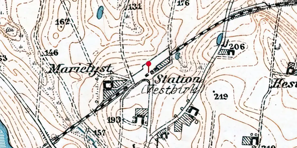 Historisk kort over Vestbirk Station Historisk kort over Vestbirk Station