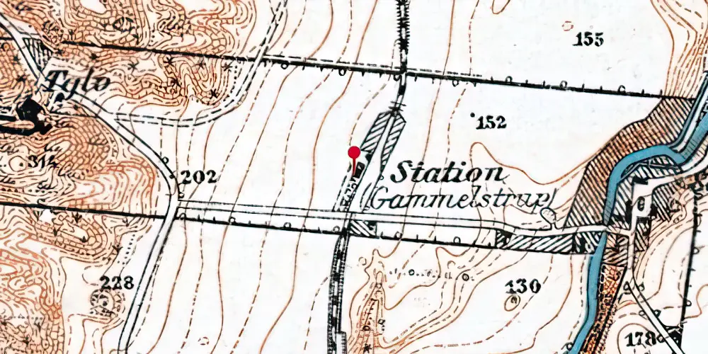 Historisk kort over Gammelstrup Station Historisk kort over Gammelstrup Station