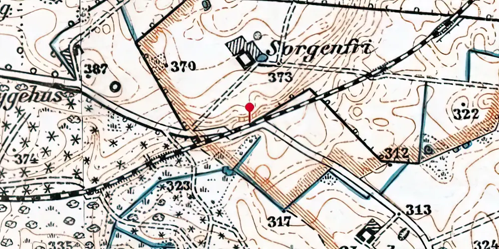 Historisk kort over Trædenvejen (Ring Skov) Trinbræt