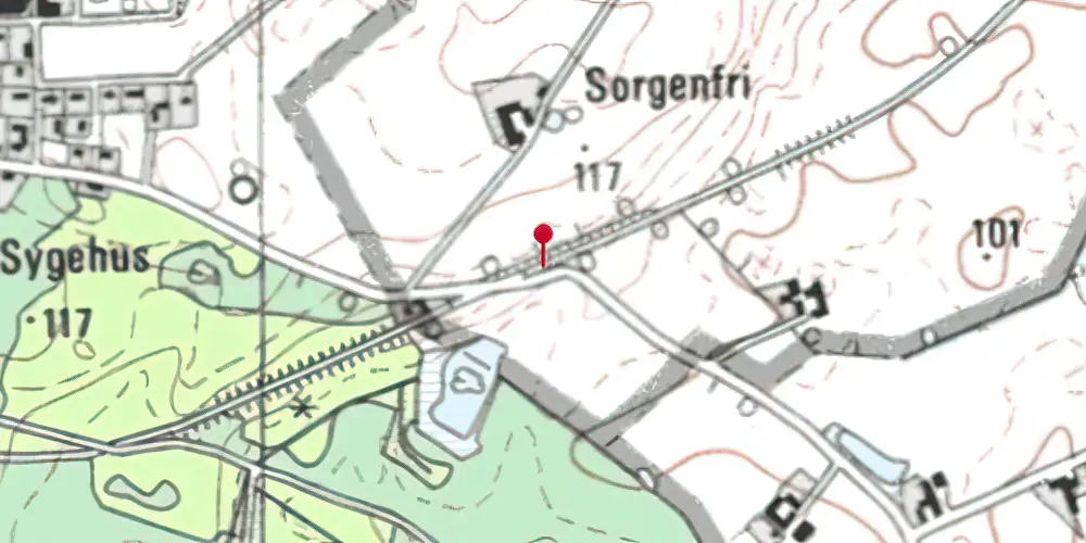 Historisk kort over Trædenvejen (Ring Skov) Trinbræt