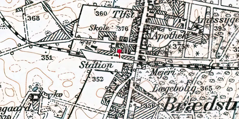 Historisk kort over Brædstrup Station