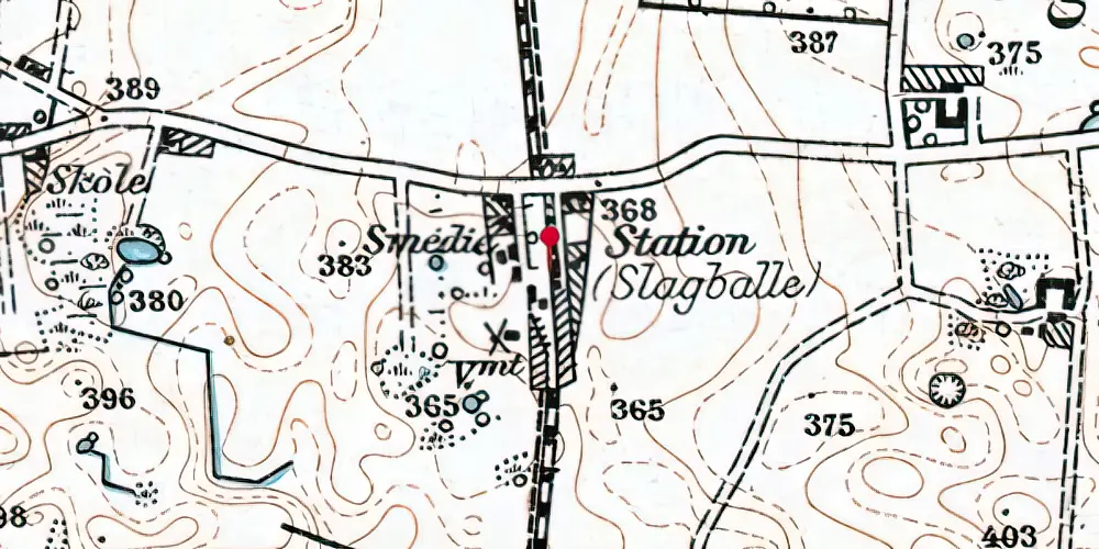 Historisk kort over Slagballe Station Historisk kort over Slagballe Station