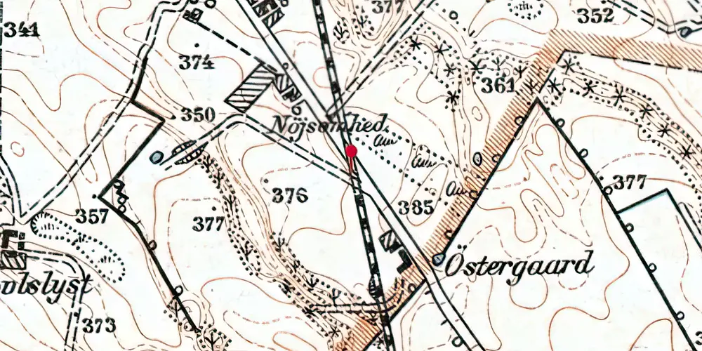 Historisk kort over Vinding Østergaard Trinbræt