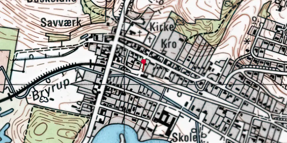 Historisk kort over Bryrup Station Historisk kort over Bryrup Station