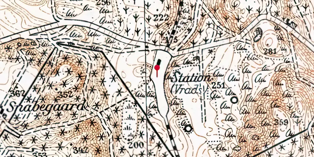 Historisk kort over Vrads Station
