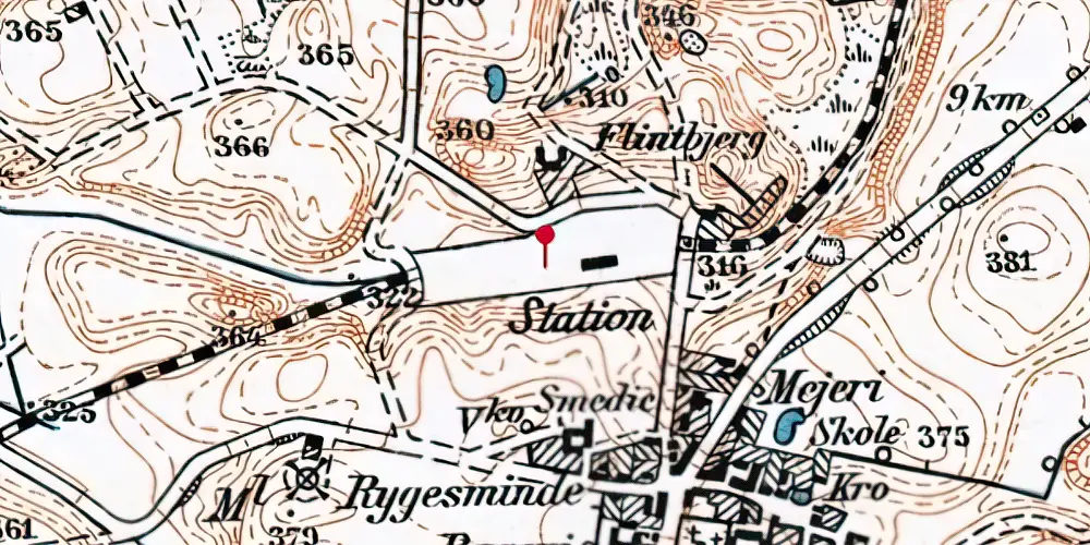 Historisk kort over Them By Station