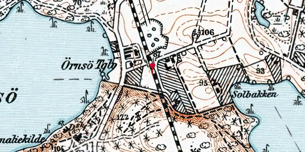 Historisk kort over Ørnsø Trinbræt