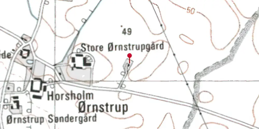 Historisk kort over Ørnstrup Holdeplads med sidespor Historisk kort over Ørnstrup Holdeplads med sidespor