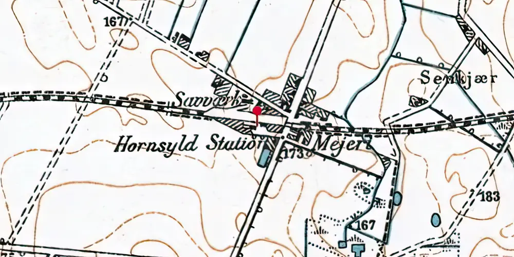 Historisk kort over Hornsyld Station