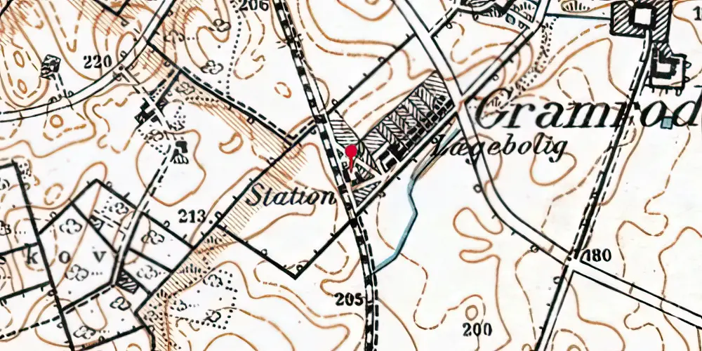 Historisk kort over Gramrode Station