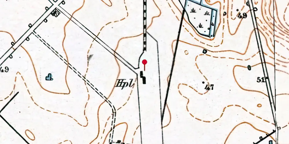 Historisk kort over Ortved Billetsalgssted