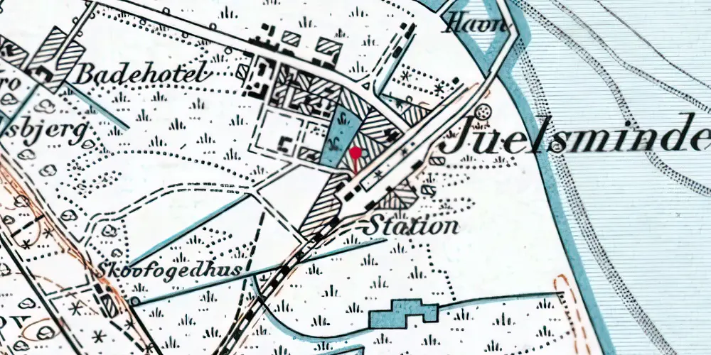 Historisk kort over Juelsminde Station