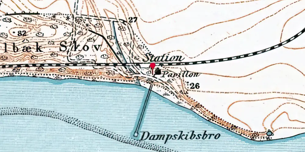 Historisk kort over Elbæk Trinbræt Historisk kort over Elbæk Trinbræt