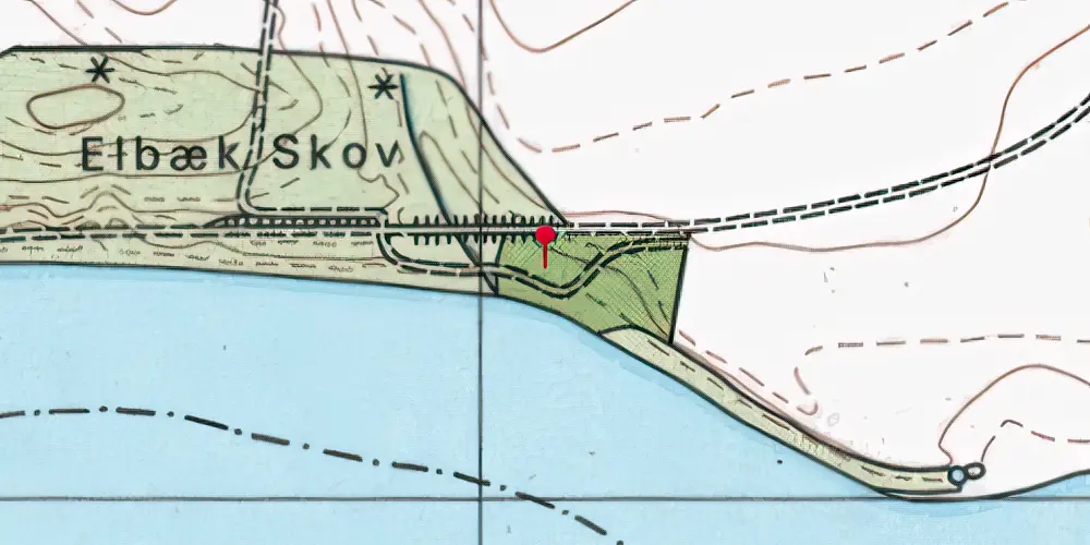 Historisk kort over Elbæk Trinbræt Historisk kort over Elbæk Trinbræt