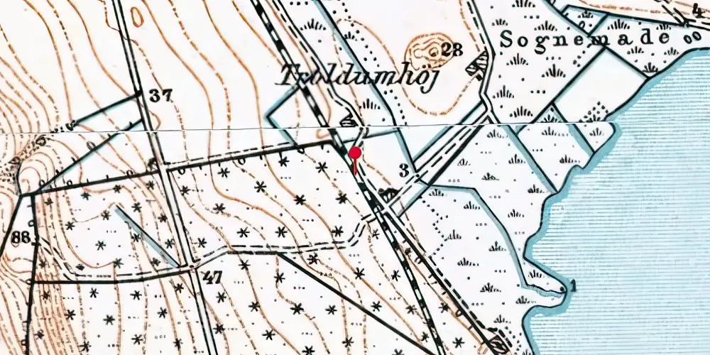 Historisk kort over Haldrup Strand Trinbræt Historisk kort over Haldrup Strand Trinbræt