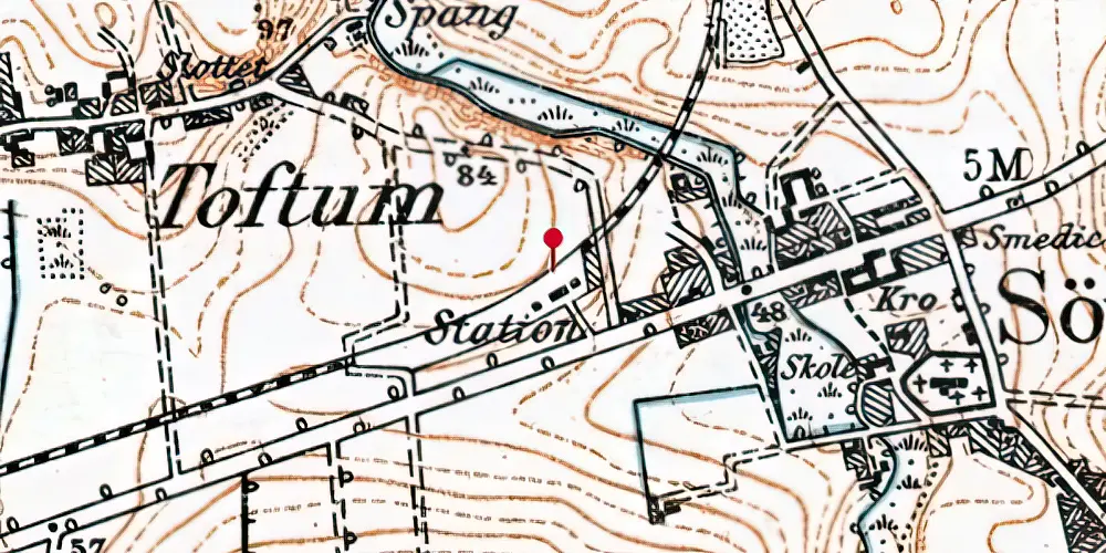 Historisk kort over Søvind Station