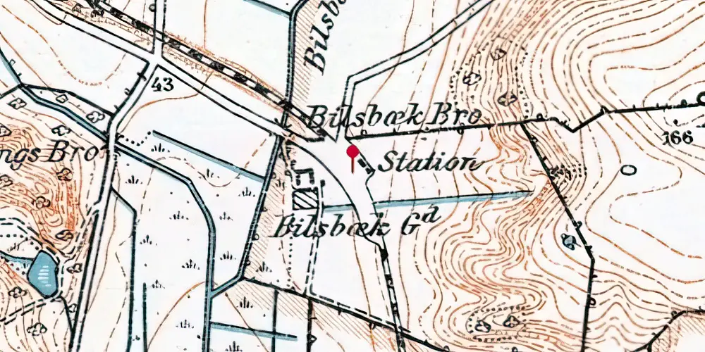 Historisk kort over Bilsbæk Station