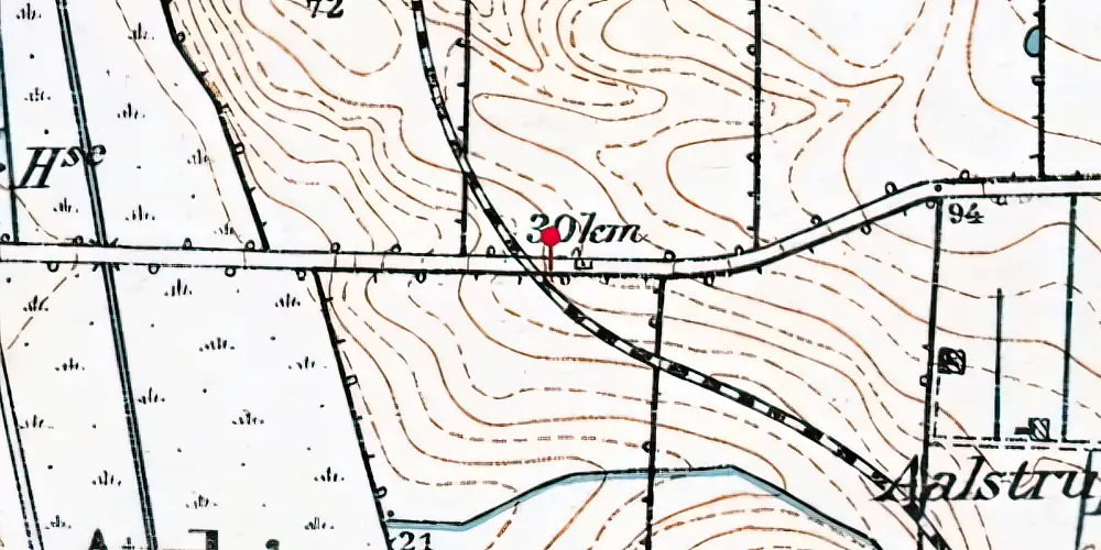 Historisk kort over Åkær Trinbræt Historisk kort over Åkær Trinbræt