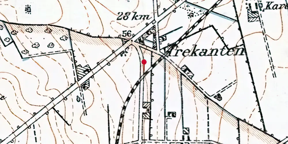 Historisk kort over Trekanten Trinbræt