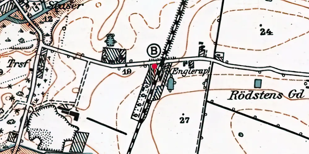 Historisk kort over Englerup Billetsalgssted
