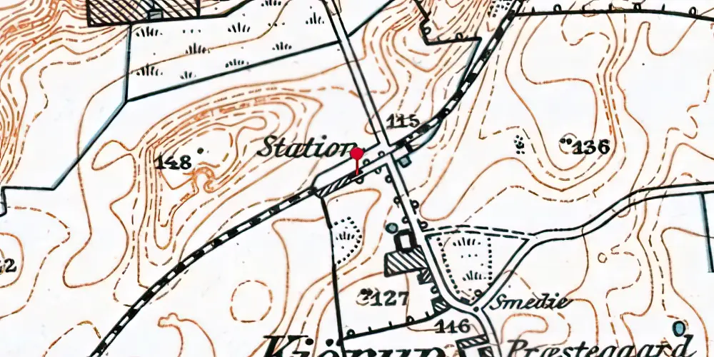 Historisk kort over Kørup Station Historisk kort over Kørup Station