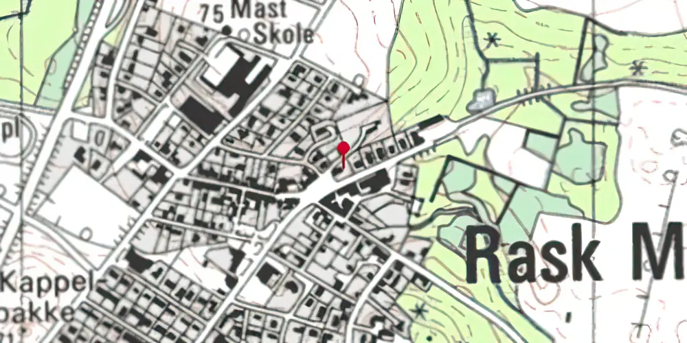 Historisk kort over Rask Mølle Station