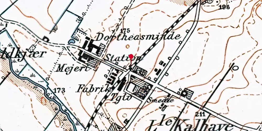 Historisk kort over Dortheasminde Station