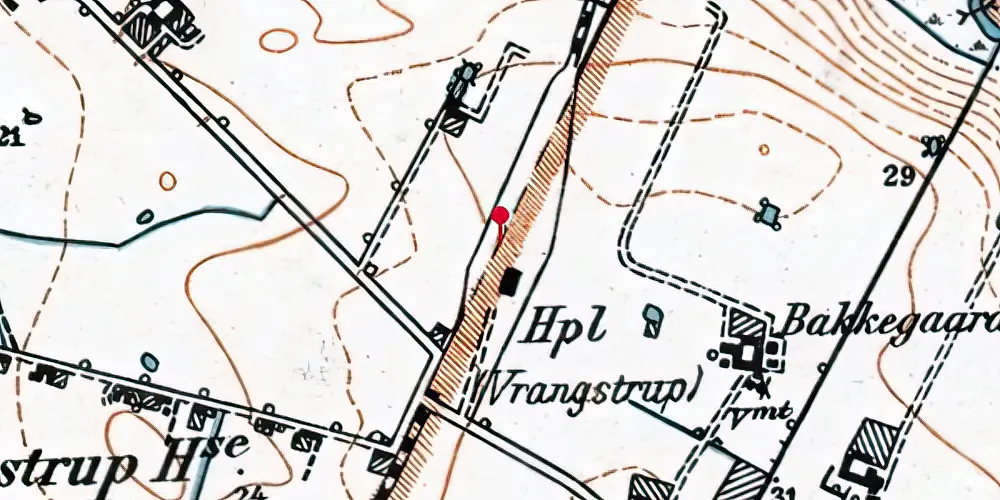 Historisk kort over Vrangstrup Station