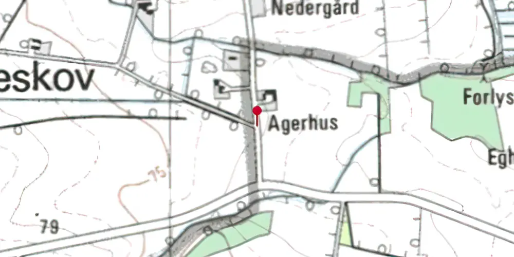 Historisk kort over Haustrupvejen Trinbræt