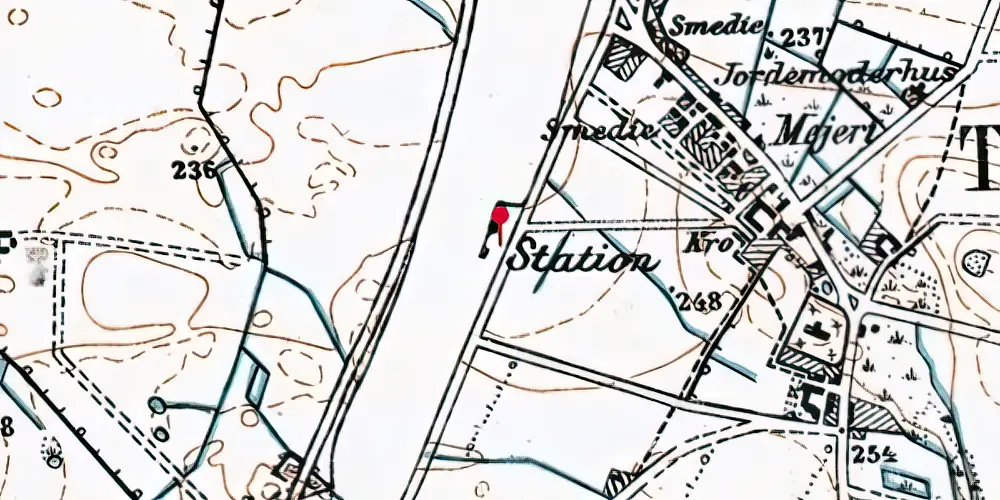 Historisk kort over Thyregod Station Historisk kort over Thyregod Station