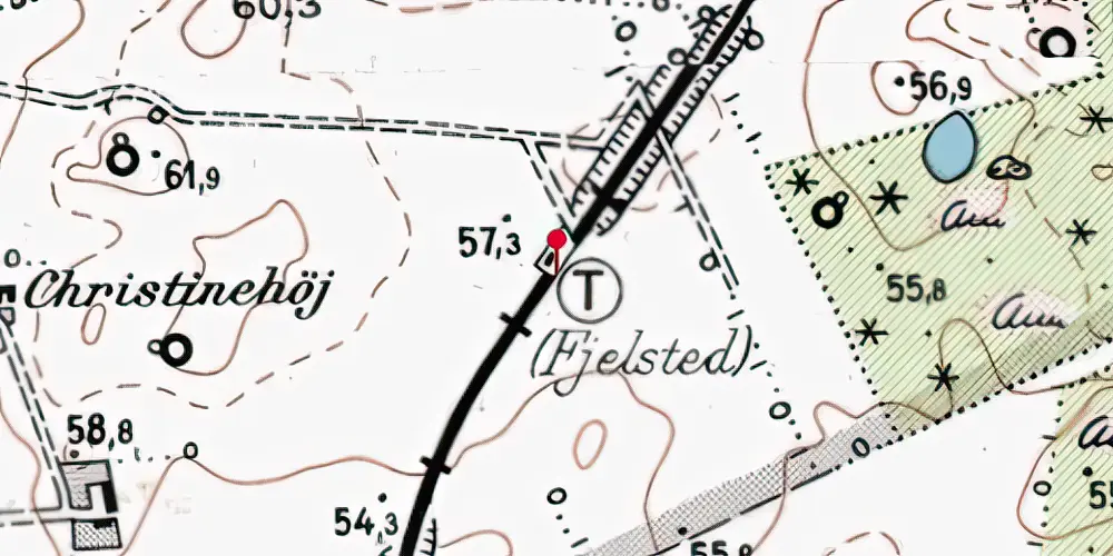 Historisk kort over Fjelsted Trinbræt