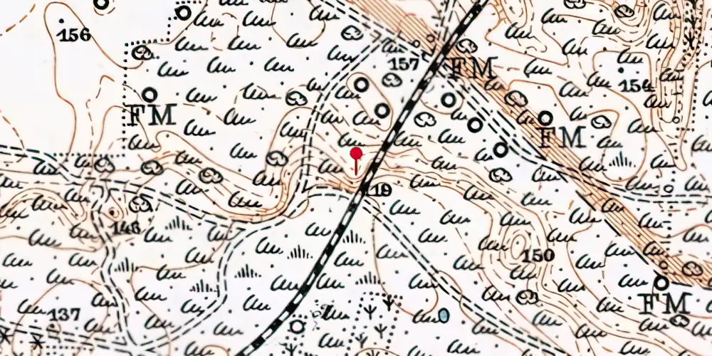 Historisk kort over Frugtplantagen Trinbræt med Sidespor