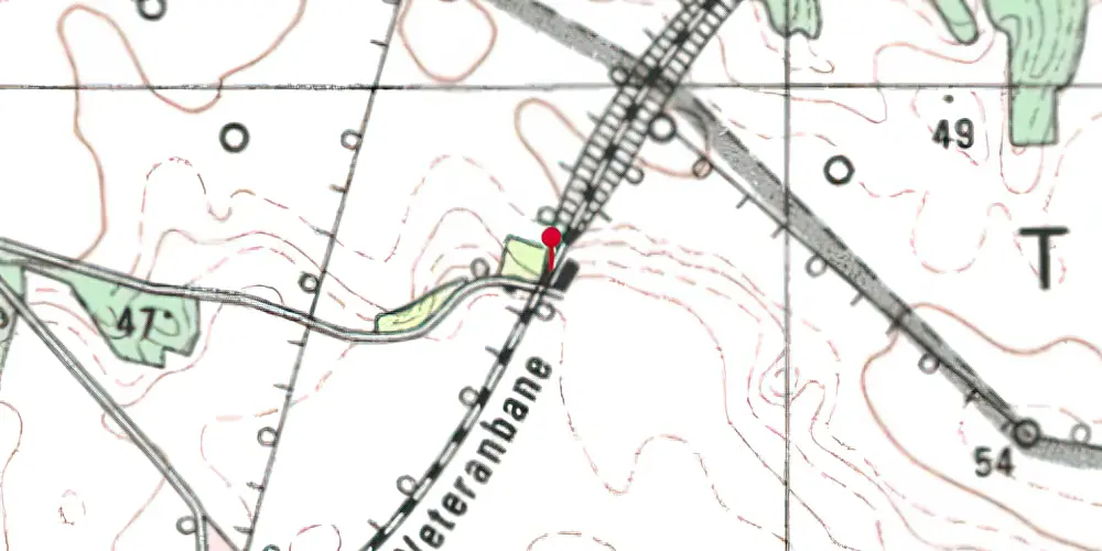 Historisk kort over Frugtplantagen Trinbræt med Sidespor