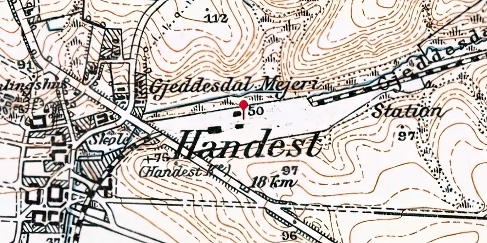 Historisk kort over Handest Station