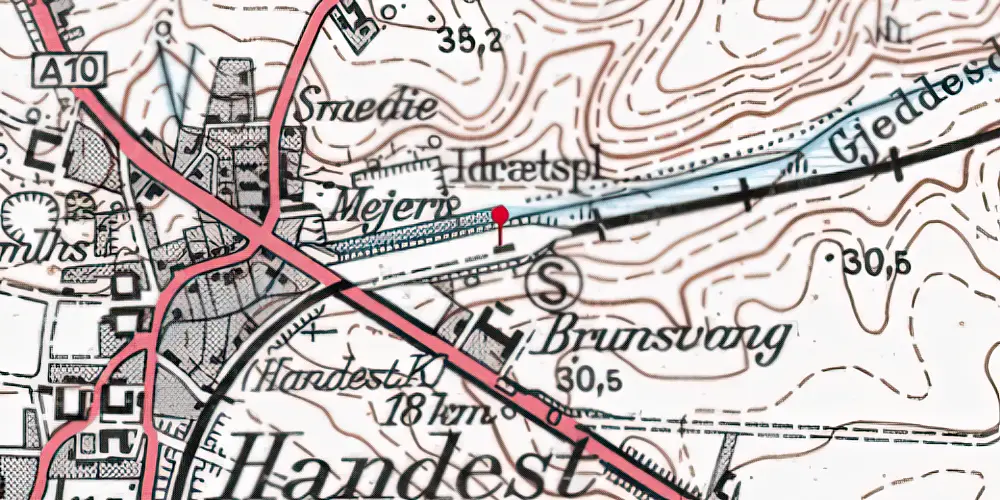 Historisk kort over Handest Station