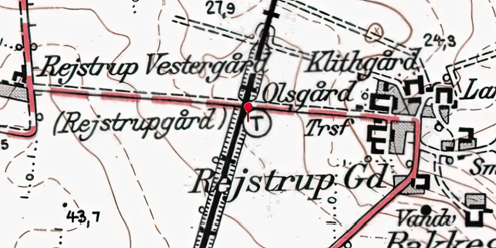 Historisk kort over Rejstrupgård Trinbræt