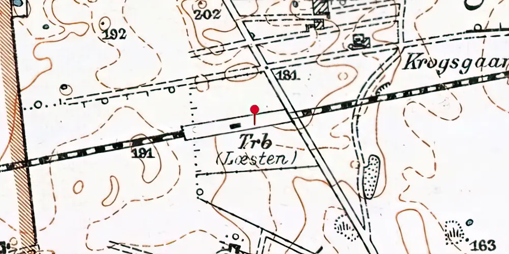 Historisk kort over Læsten Trinbræt med Sidespor Historisk kort over Læsten Trinbræt med Sidespor