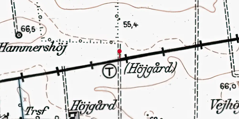 Historisk kort over Højgård Trinbræt Historisk kort over Højgård Trinbræt