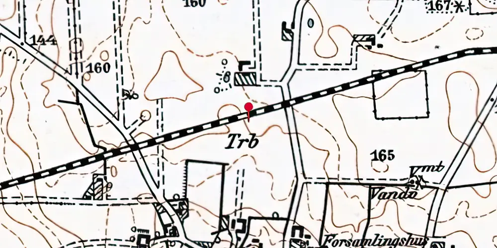 Historisk kort over Kvorning Trinbræt med Sidespor