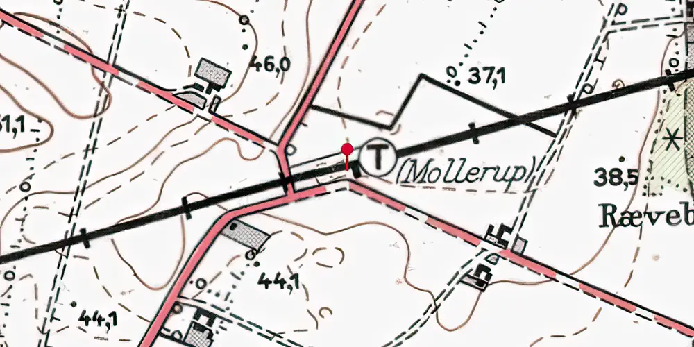Historisk kort over Mollerup Trinbræt med Sidespor