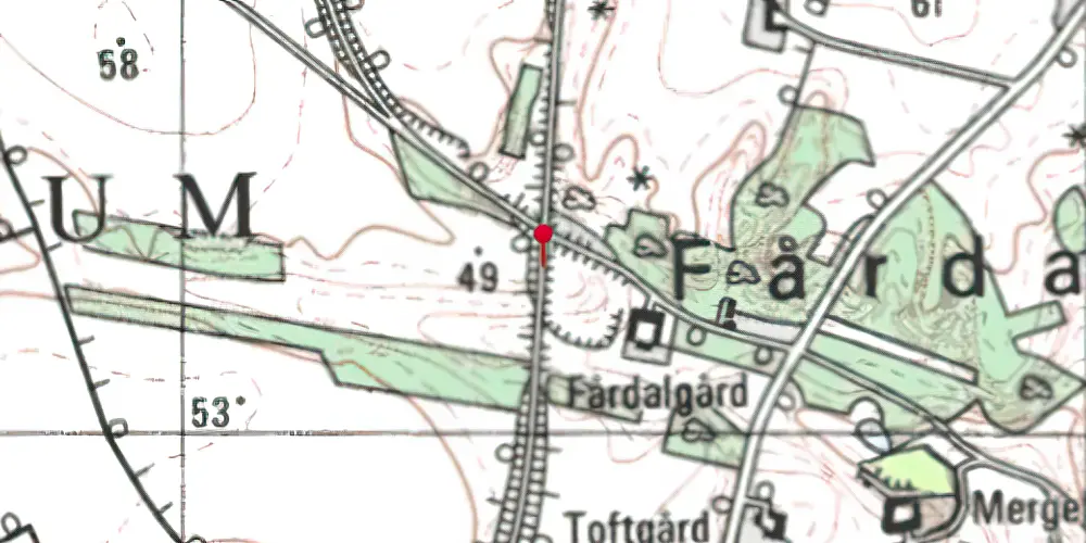 Historisk kort over Fårdal Trinbræt (uofficielt) Historisk kort over Fårdal Trinbræt (uofficielt)