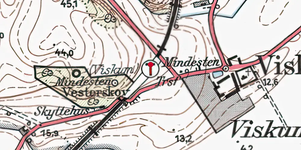 Historisk kort over Viskum Trinbræt med Sidespor Historisk kort over Viskum Trinbræt med Sidespor