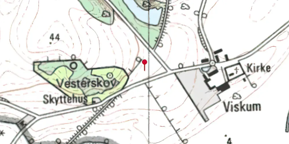 Historisk kort over Viskum Trinbræt med Sidespor Historisk kort over Viskum Trinbræt med Sidespor