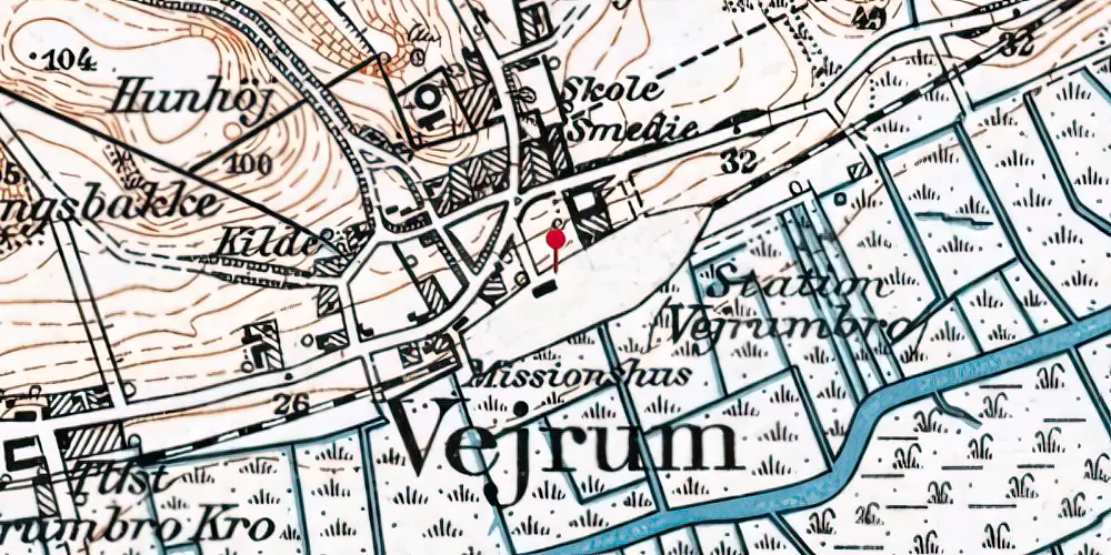 Historisk kort over Vejrumbro Station Historisk kort over Vejrumbro Station