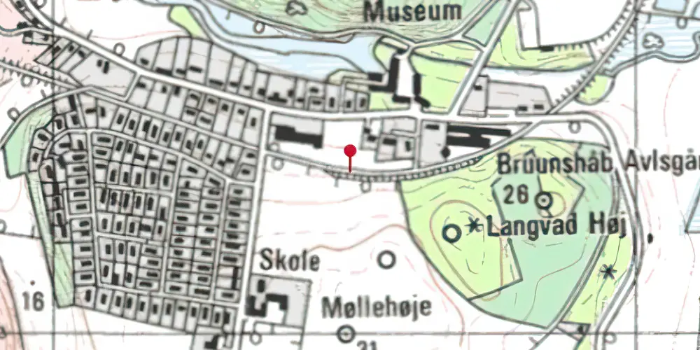 Historisk kort over Bruunshåb Trinbræt med Sidespor