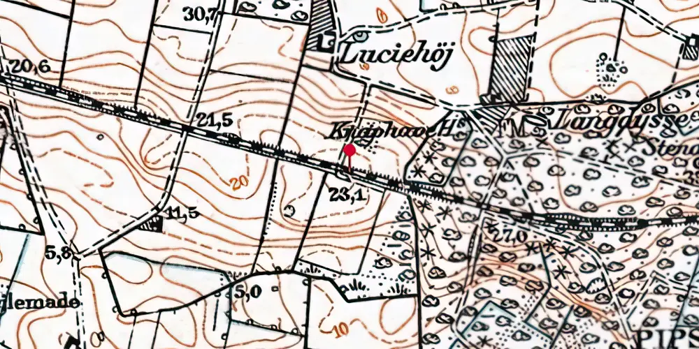 Historisk kort over Lucienhøj Trinbræt Historisk kort over Lucienhøj Trinbræt